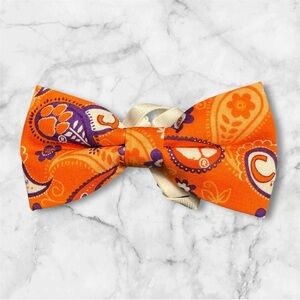 Clemson University Paisley Bow Tie. Clip on Bow Tie.